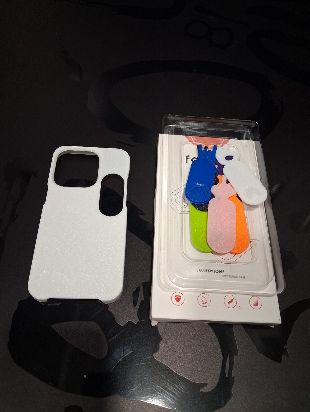 Iphone 14 White Smartphone Case with Assorted Colorful Camera Covers